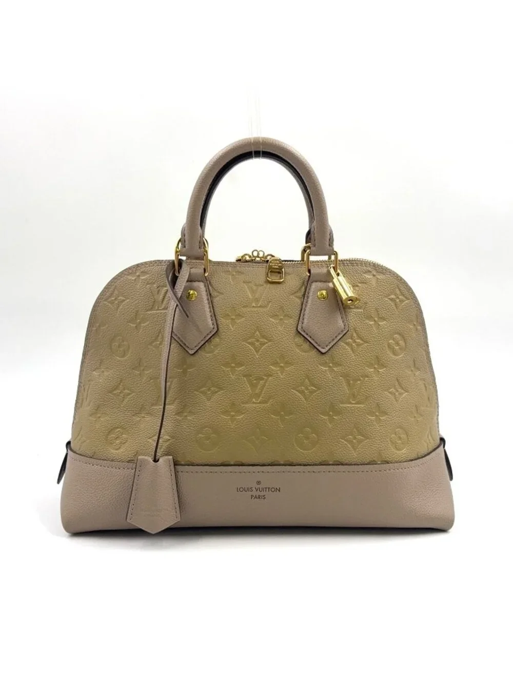 Louis Vuitton Neo Alma PM Monogram Empreinte Gray Leather Beige Handbag Gold